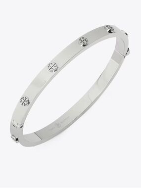 TORY BURCH ICON THIN HINGE BRACELET IN SILVER